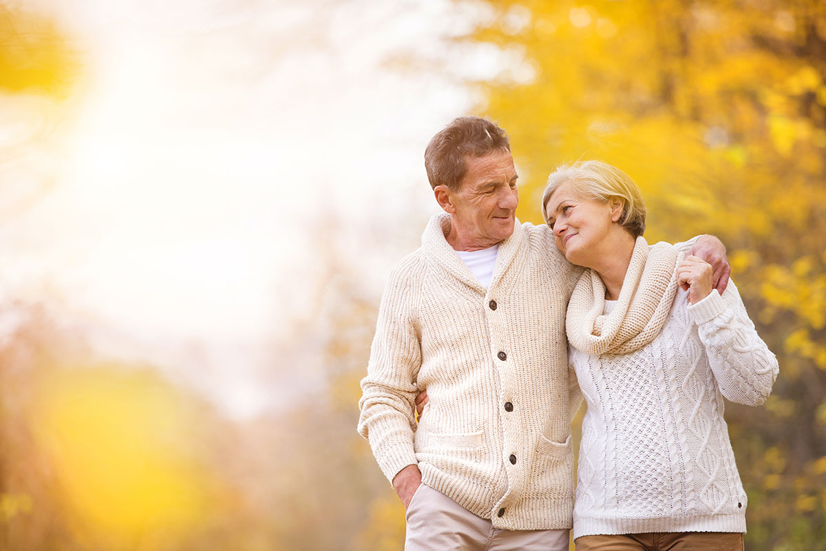 stock photo active seniors on a walk in autumn forest 311715497