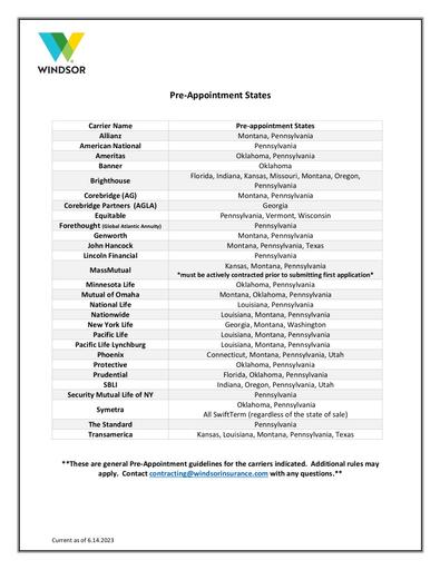 Pre Appointment States